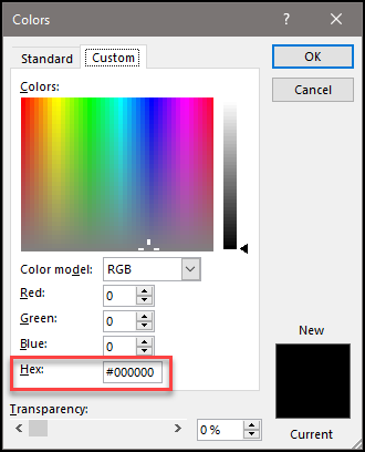 Selecting hex number