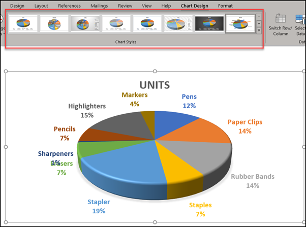 Chart design options