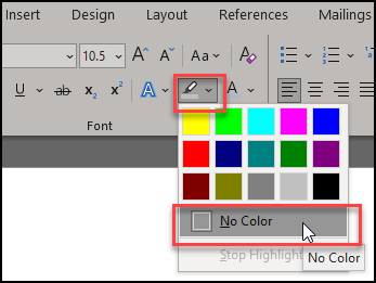 Selecting no color