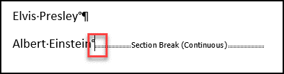 Finding the section break
