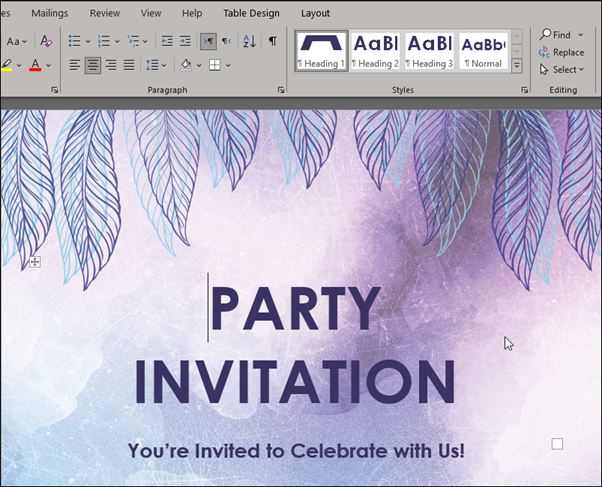 Party invitation template