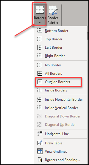 Select outside borders
