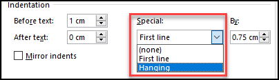 Hanging Indent