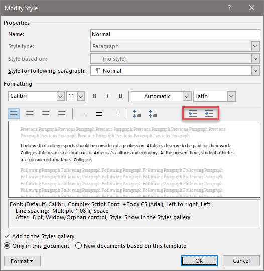 Modify Indentation Defaults