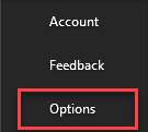 Selecting the Options