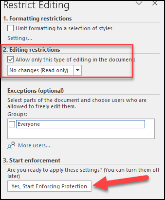 Click editing restrictions