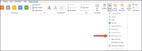 Edit wrap points