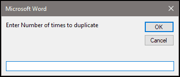 Number of times to duplicate