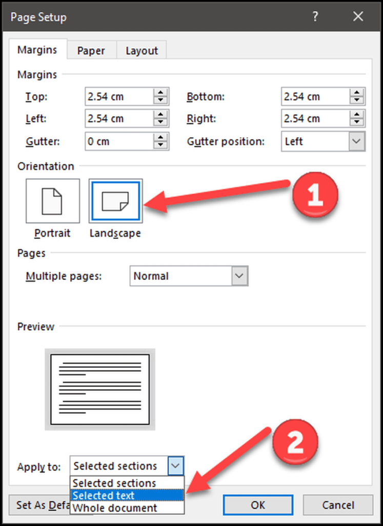 Selecting landscape