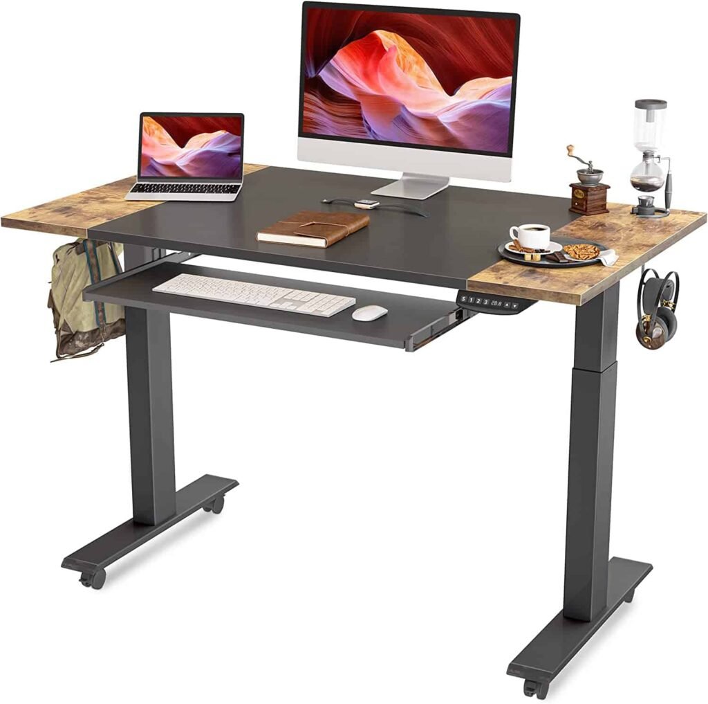 FEZIBO Dual Motor Height Adjustable Electric Standing Desk with Keyboard Tray