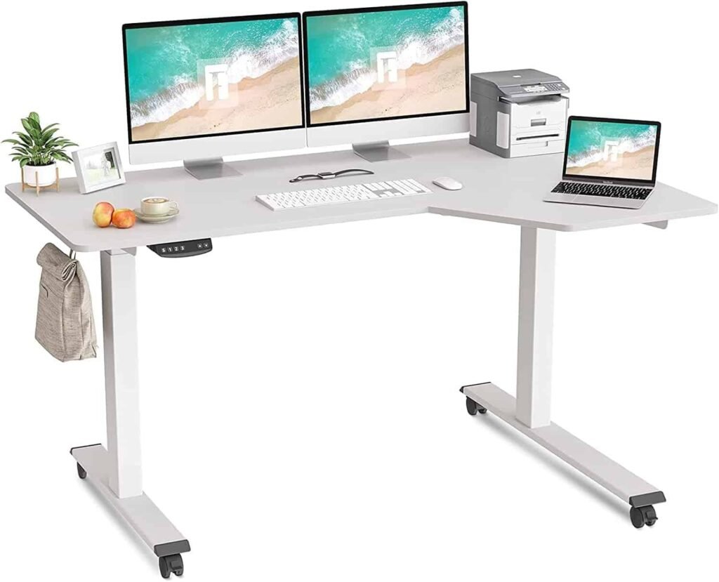 FEZIBO Reversible L-Shaped Electric Standing Desk