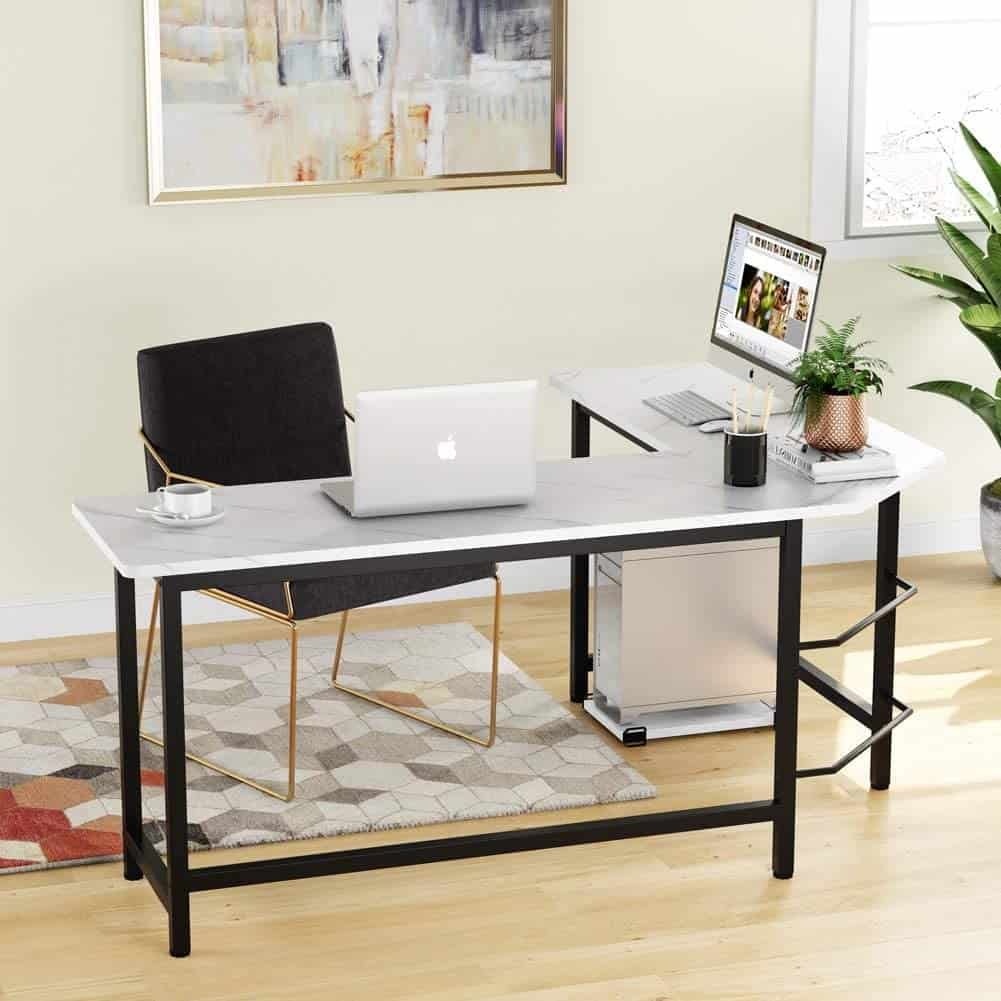 Tribesigns L-Shaped Desk with Hutch